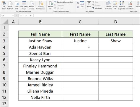 How To Split First And Last Name In Excel Sheet How To Split Cells In