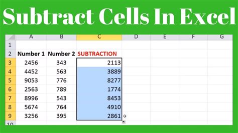 How To Subtract A Number From A Range Of Cells In Excel