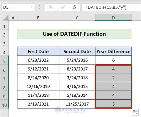 How To Subtract Dates In Excel To Get Years 7 Simple Methods