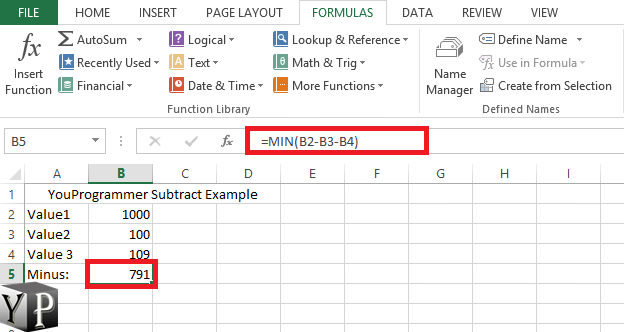 Subtract One Column From Another In Excel