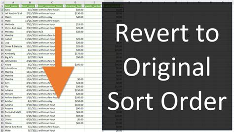 How To Undo Sort In Excel Revert To Original