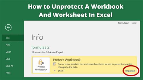 How To Unprotect Excel Workbook And Worksheet