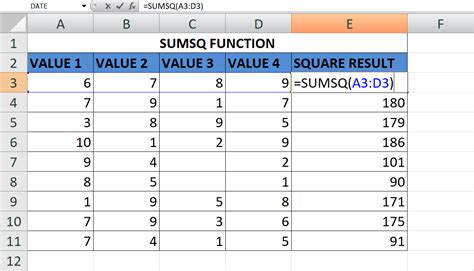 How To Use Excel S Sumsq Function To Find Sum Of Squares 8 Steps