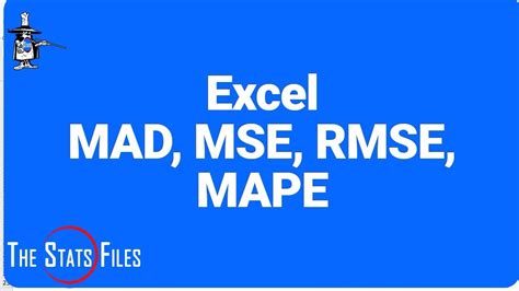 How To Use Excel To Calculate Mad Mse Rmse Mape Youtube