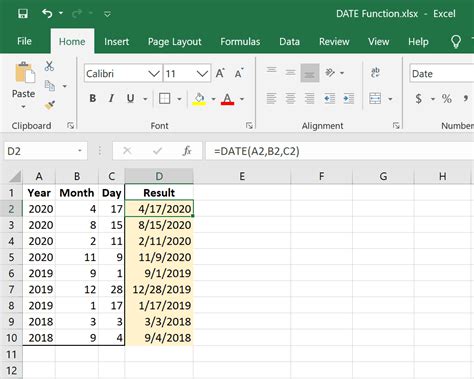 How To Use The Excel Date Function