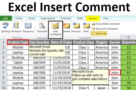 Insert Comments In Excel What Is It Insert Examples Template