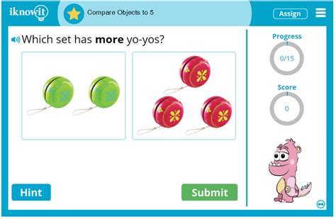 Interactive Math Game Compare Objects To Five