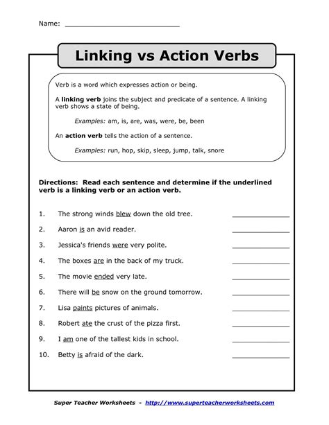 Linking Verbs Worksheets 5Th Grade Linking Verbs Verb Worksheets