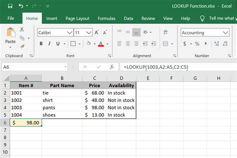 Lookup Table Excel