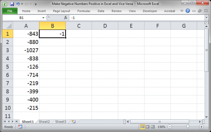 Make Negative Numbers Positive In Excel And Vice Versa Teachexcel Com