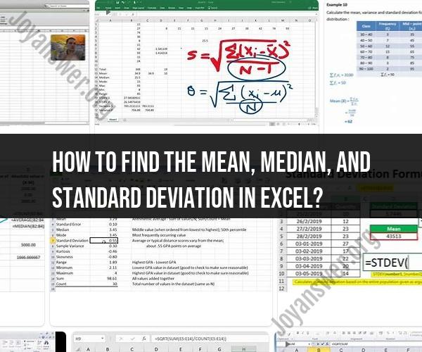 Mastering Excel S Statistical Tools Mean Median And Standard