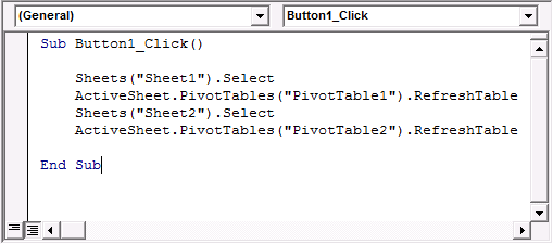 Ms Excel 2013 Refresh Multiple Pivot Tables With A Button