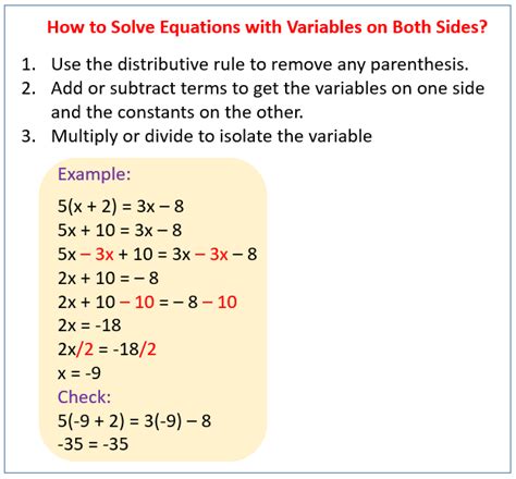 Multi Step Equations Variables On Both Sides Tessshebaylo