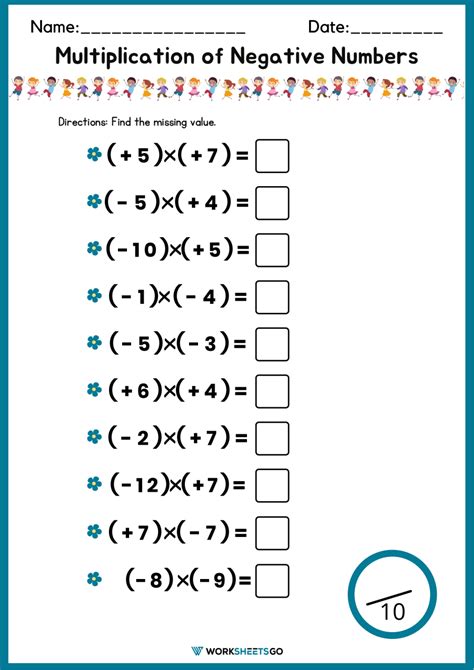 Multiplying Negative Numbers Worksheet Stem Sheets Worksheets Library