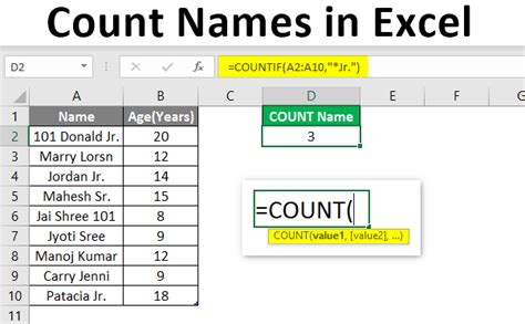 Name Count Formula Count Specific Names In Excel Educba