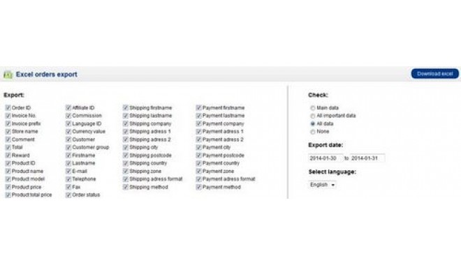 Opencart Export Orders To Excel