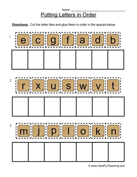 Ordering The Alphabet Worksheets