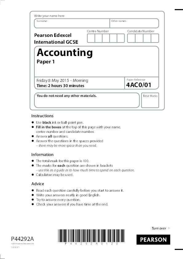 Pdf Accounting Igcse Edexcel June 2015 Question Paper Vaibs Vaib Academia Edu