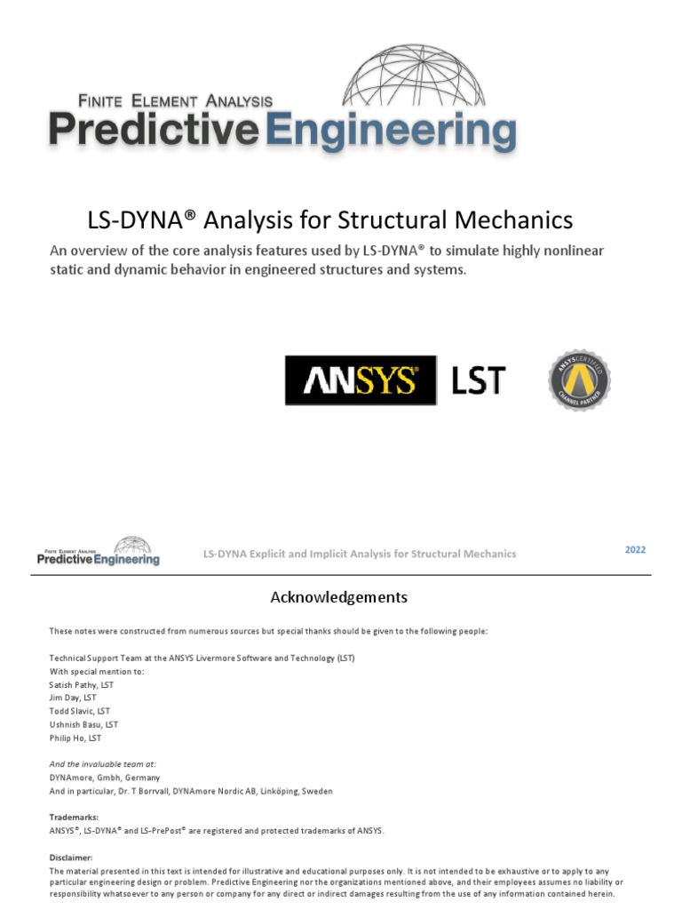 Pdf Simcenter 3D Environment For Ls Dyna Cosmos Italia Note A Complete List Of Ls Dyna