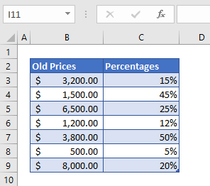 Percentage Increase Example1 Data Automate Excel