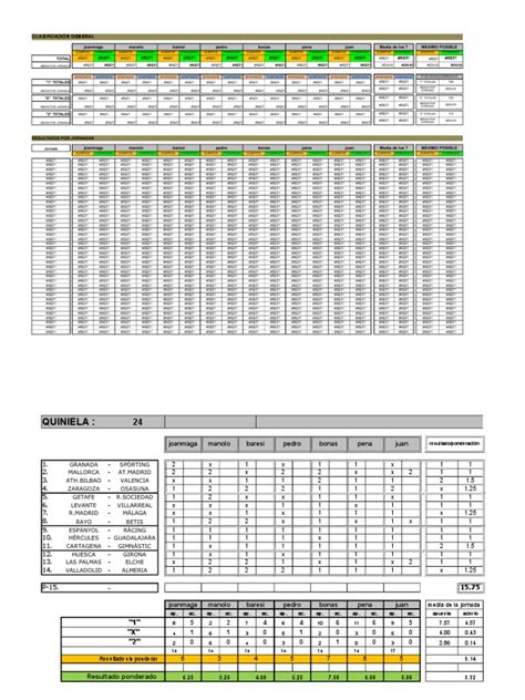 Plantilla En Excel Para Quiniela Xlsx Organizaciones Deportivas