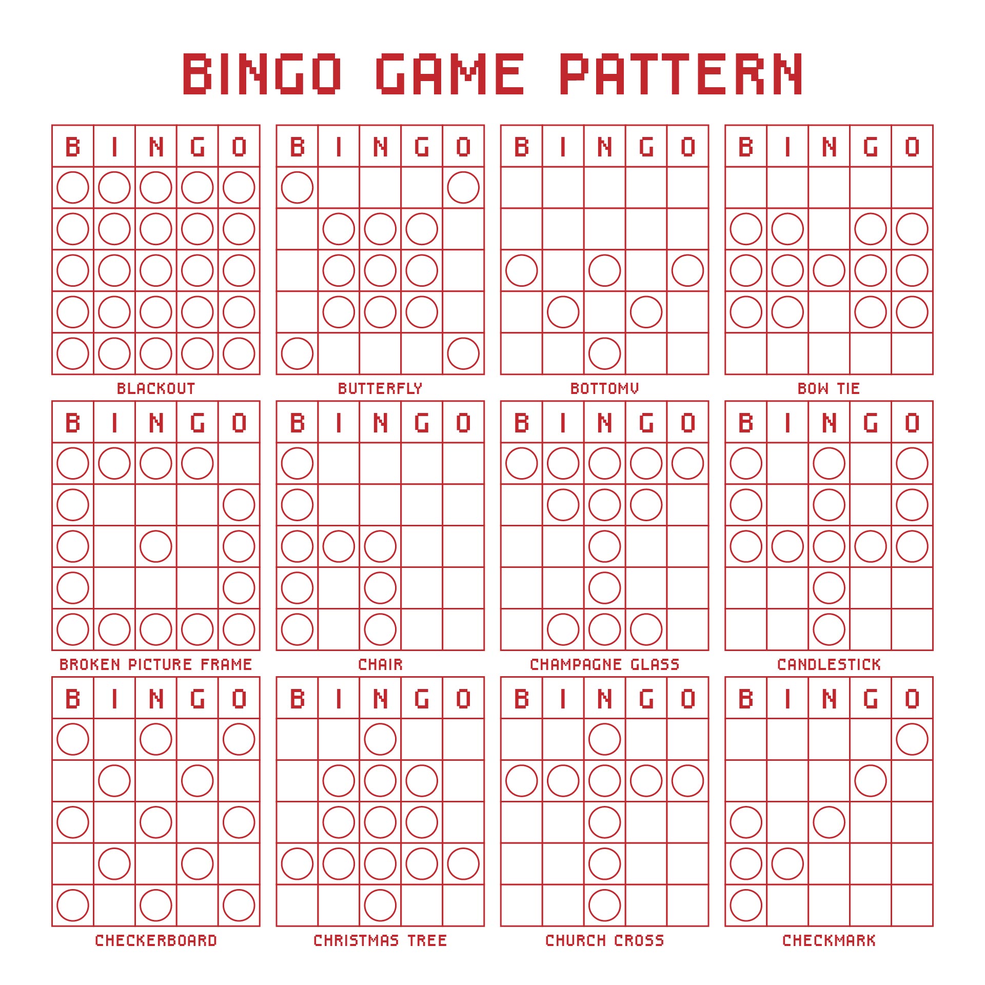 Printable Bingo Games Patterns