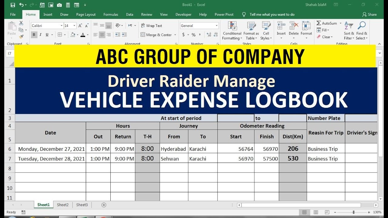 Printable Log Book Ms Excel Templates