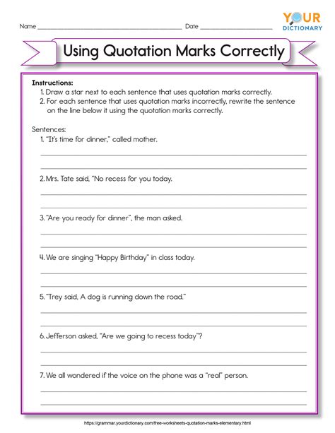 Quotation Marks Worksheets