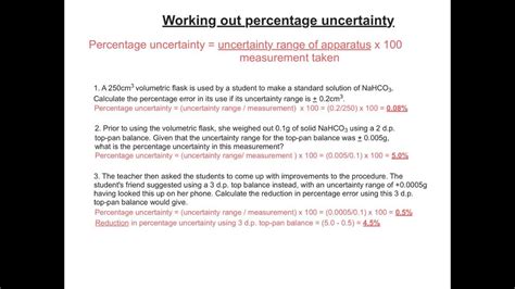 Recommendation How To Calculate Percentage Uncertainty In Chemistry Ib Equation For Rusting Of Iron