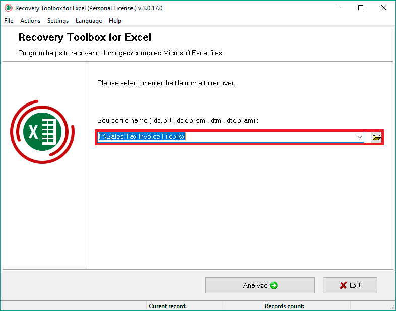 Recovery Toolbox For Excel Compact Excel Recovery Tool