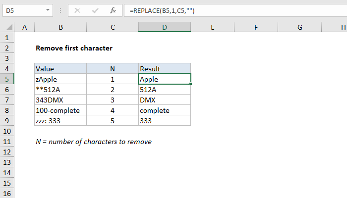 Remove First Character Excel Formula Exceljet