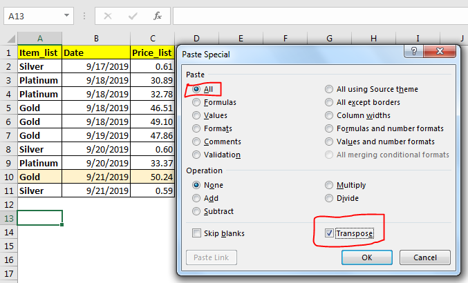 Rotating Excel Sheets How To Switch Rows And Columns