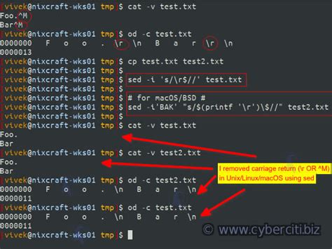 Sed Delete M Carriage Return On Unix Or Linux Command Nixcraft