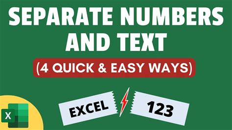 Separate Text And Numbers In Excel 4 Easy Ways Youtube