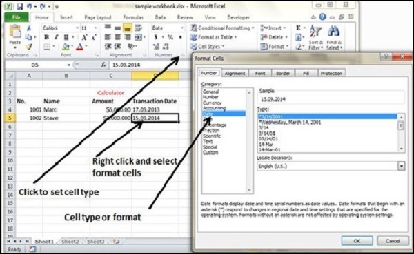 Setting Cell Type In Excel 2010