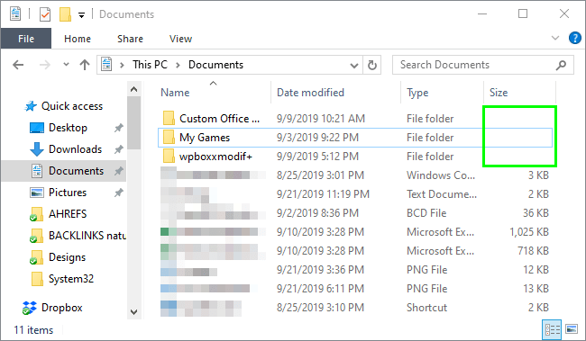 Show Folder Size Windows 10