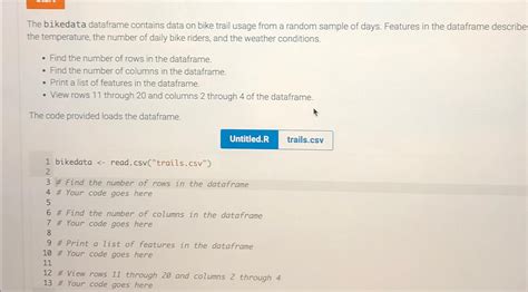 Solved The Bikedata Dataframe Contains Data On Bike Trail Chegg Com