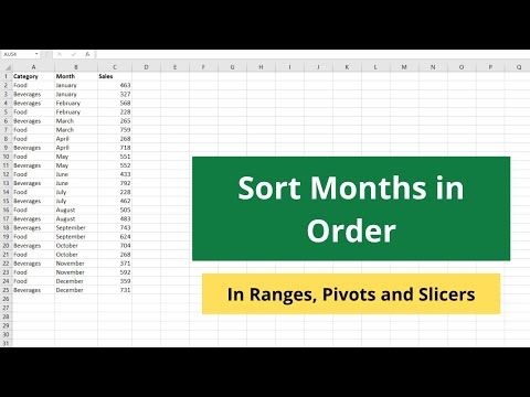 Sort Months In Order In Excel And Weekday Names Youtube