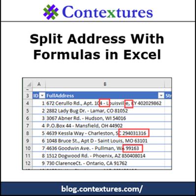 Split Address With Excel Formulas Contextures Blog