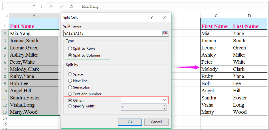 Split First Name And Surname From Full Name In Ms Excel Without Any