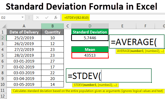 Standard Deviation Excel Functions And Formula Examples