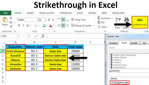 Strikethrough In Excel Cell Keyboard Shortcut And Examples