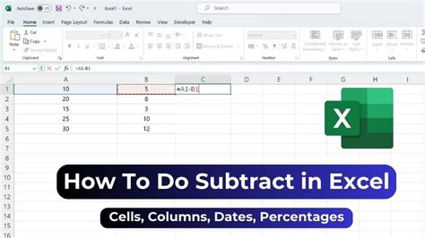 Subtract In Excel Step By Step Tutorial