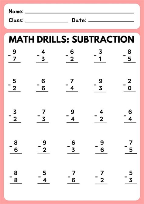 Subtraction Worksheets Free Printable Math Drills Diy Projects