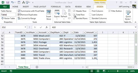 Table Total Row Excel University