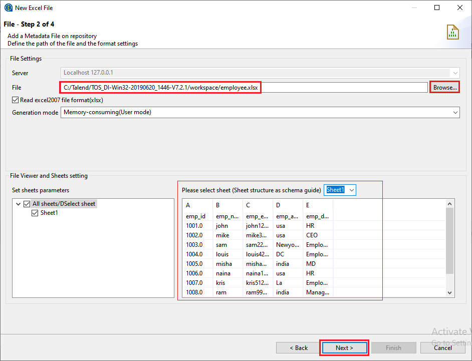 Talend Centralizing Excel File Metadata Javatpoint