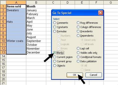 Tom S Tutorials For Excel Fill Empty Cells With Value From Above Tom