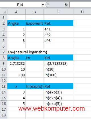 Tutorial Microsoft Office Menggunakan Fungsi Eksponen Dan Logaritma Natural Di Excel 2010