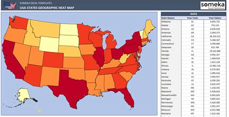 United States Heat Map Excel Template Us Heatmap Generator