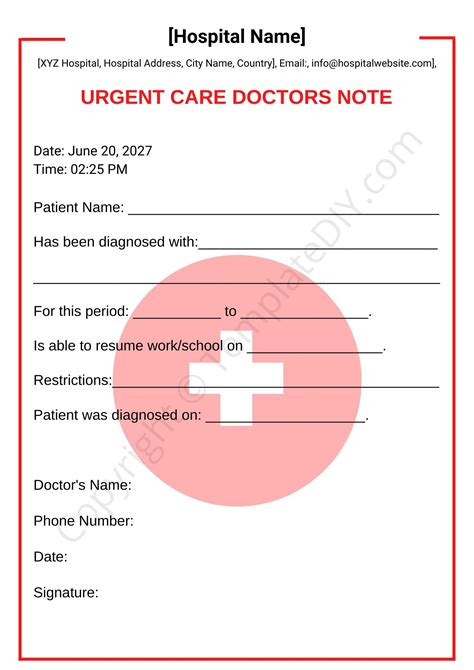 Urgent Care Doctors Note Printable Template In Pdf Amp Word